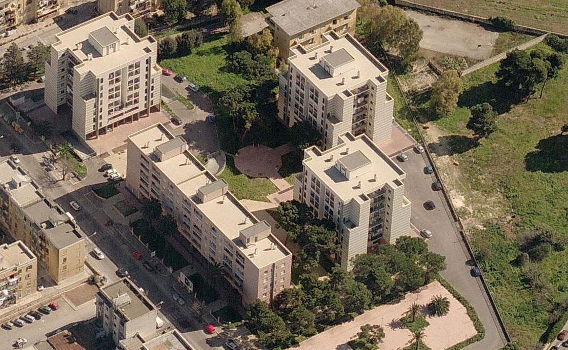 Vista dall'alto case popolari Via Buozzi Bari