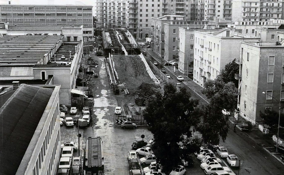 Foto storica lavori Cavalcavia Japigia Bari