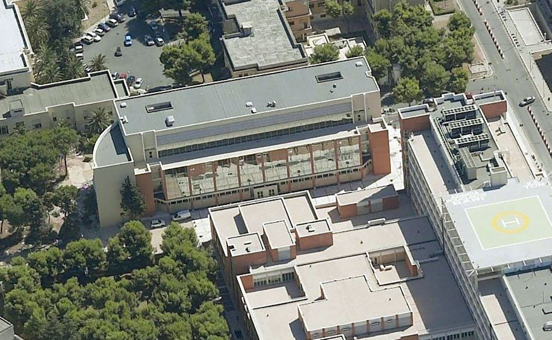 Vista dall'alto del palazzo di Biomedica al Policlinico di Bari